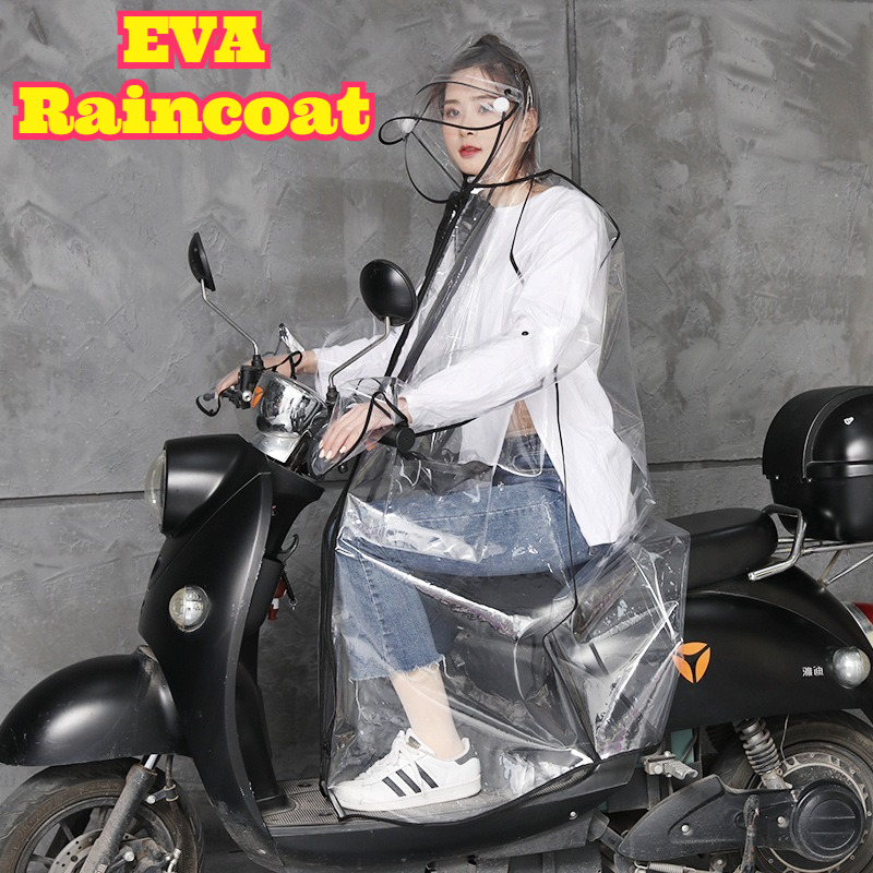 Cycling Commute In Rain - Şeffaf EVA Yağmurluk Kapüşonlu Unisex Su