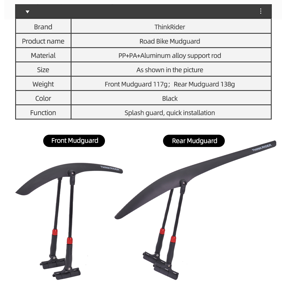 ThinkRider yol bisiklet çamurl - Fender Mudguard Set incelemesi ve fiyatı